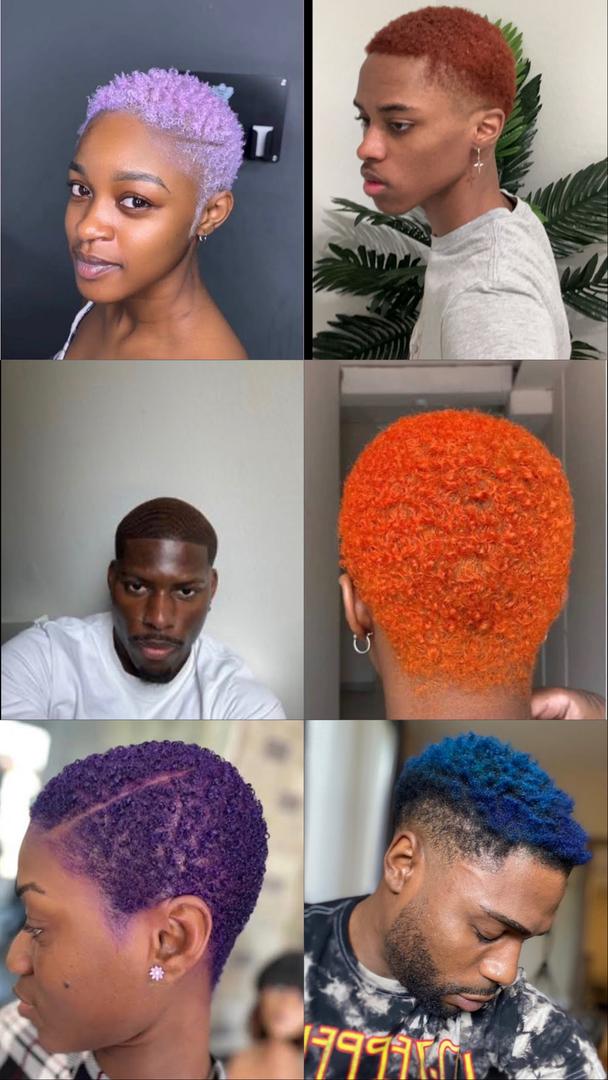 Vibrant colored hair dye styles and trendy men's and women's haircut at Fadeflex Ghana.